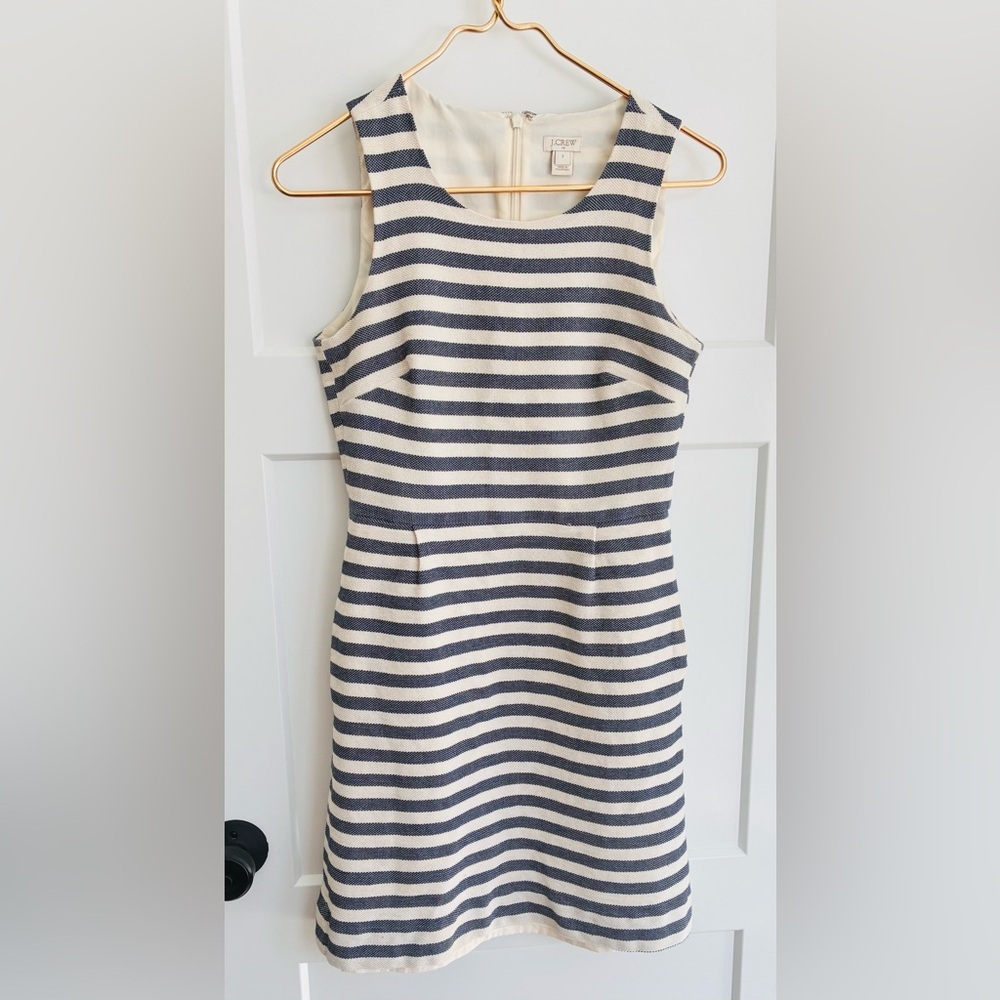 J.CREW Striped Sleeveless Dress navy blue nautical preppy women 2 100% cotton